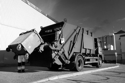 Skip container ready for delivery in Canary Wharf